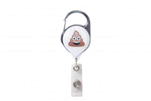 Scrubza®-Poop Emoji Retractable Carabiner Badge Holder